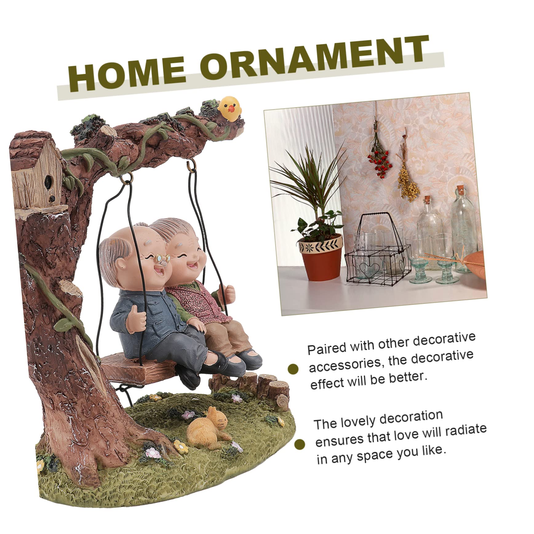 OUNONA Handgefertigtes Harzornament für Ehepaar Desktop Dekoration und Heimschmuck als Hochzeits oder Jubiläumsgeschenk Zufällige Farbe