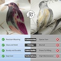 Vista 222 de VOGOL Cenefas con patrón de pájaros para ventanas de cocina, cenefa texturizada de lino con estampado floral y pájaros para ventanas pequeñas