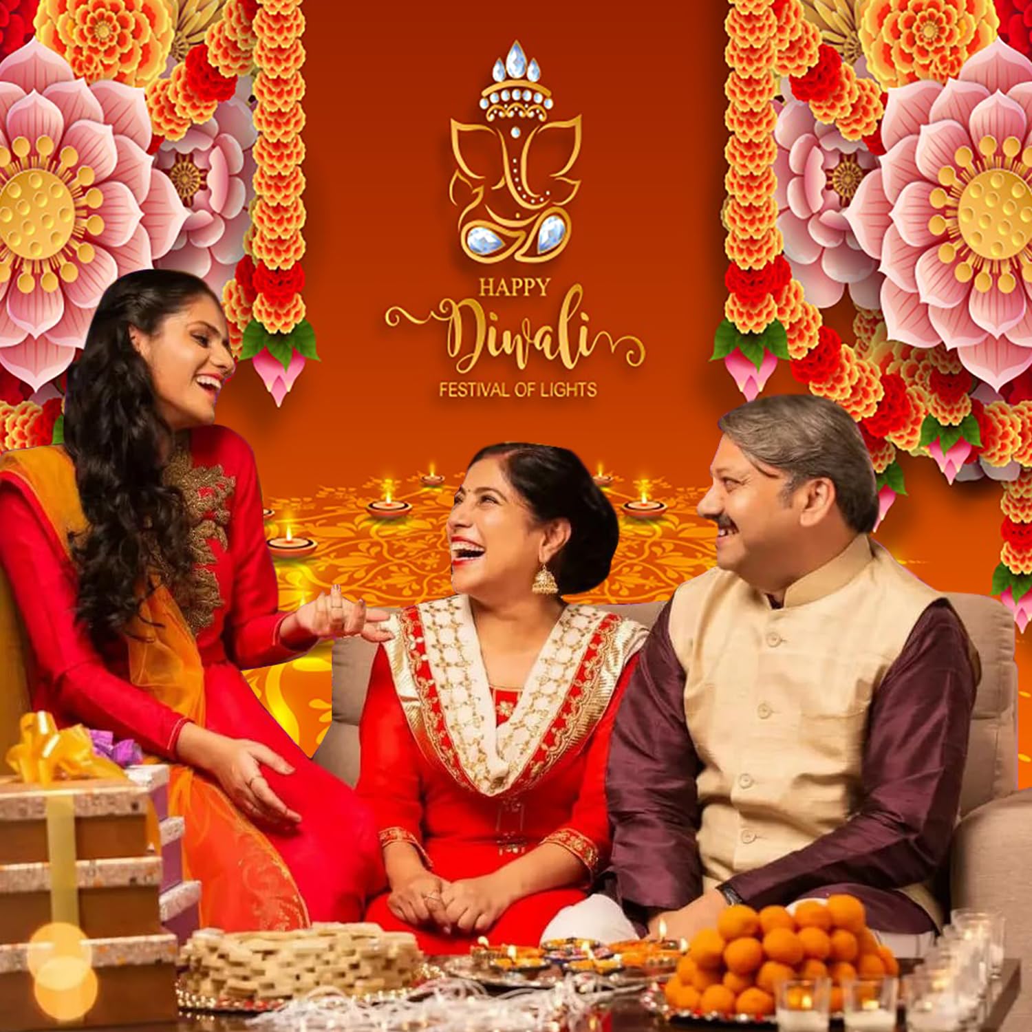 Diwali Party Hintergrund – 2,4 X 1,8 M, Vinyl, Für Fotografie, Indische Feste & Dekoration