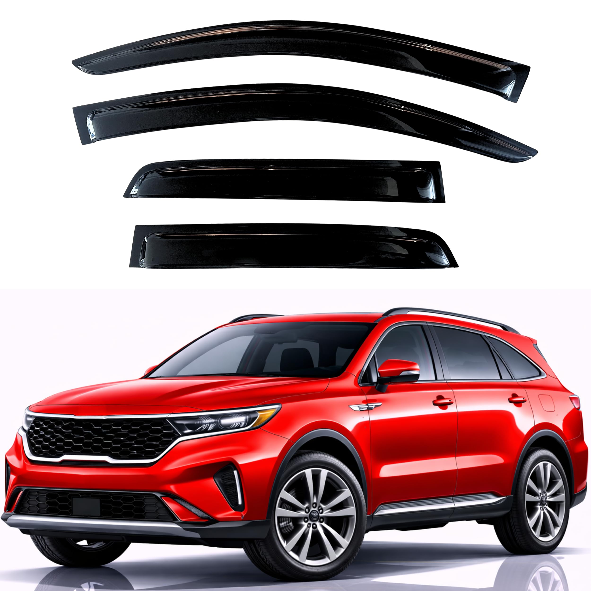 KPY Rain Guards Fit for 2021-2026 Kia Sorento, Out-Channel Window Visors Vent Wind Deflectors 4PC, Car Accessories for 21-26 Sorento