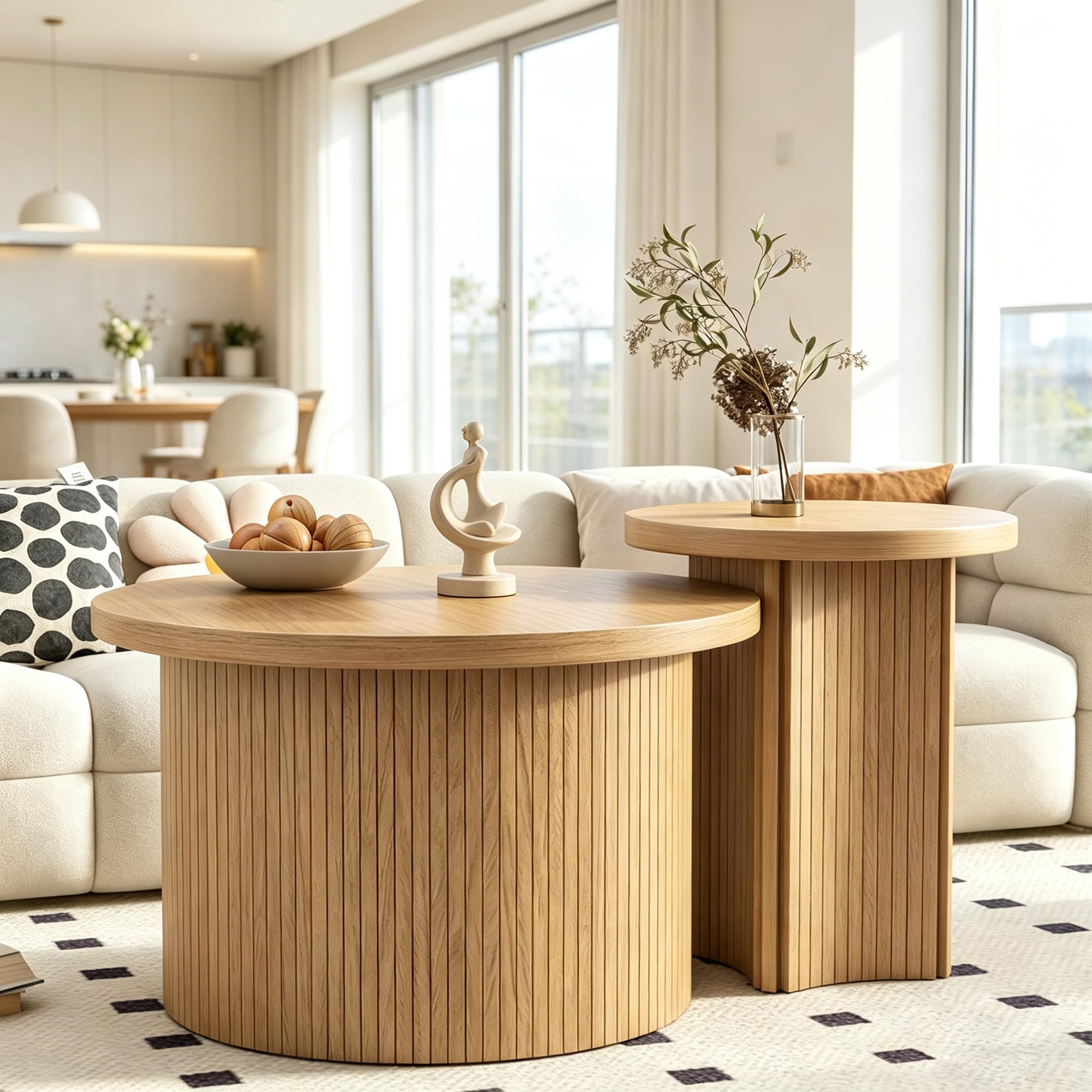 Amazon.com: Mxtxmy Round Nesting Coffee Table Set of 2,Coffee Amazon.com: Mxtxmy Round Nesting Coffee Table Set of 2,Coffee