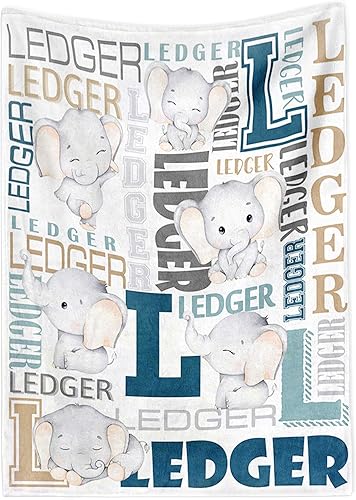 Mantas personalizadas de elefante para bebés niños, mantas personalizadas para niños con nombre, manta de franela sherpa suave y cálida para baby