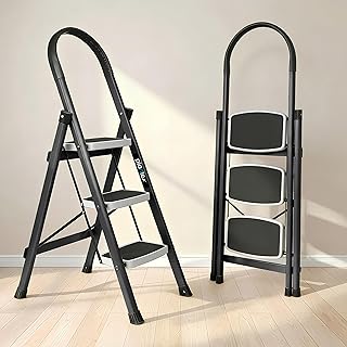 Plantex Steel 3 Step Ladder for Home/Wide Anti Skid 3 Step Ladder Foldable/5 Year Manufacturer Warranty By Plantex(Gray &amp; ...