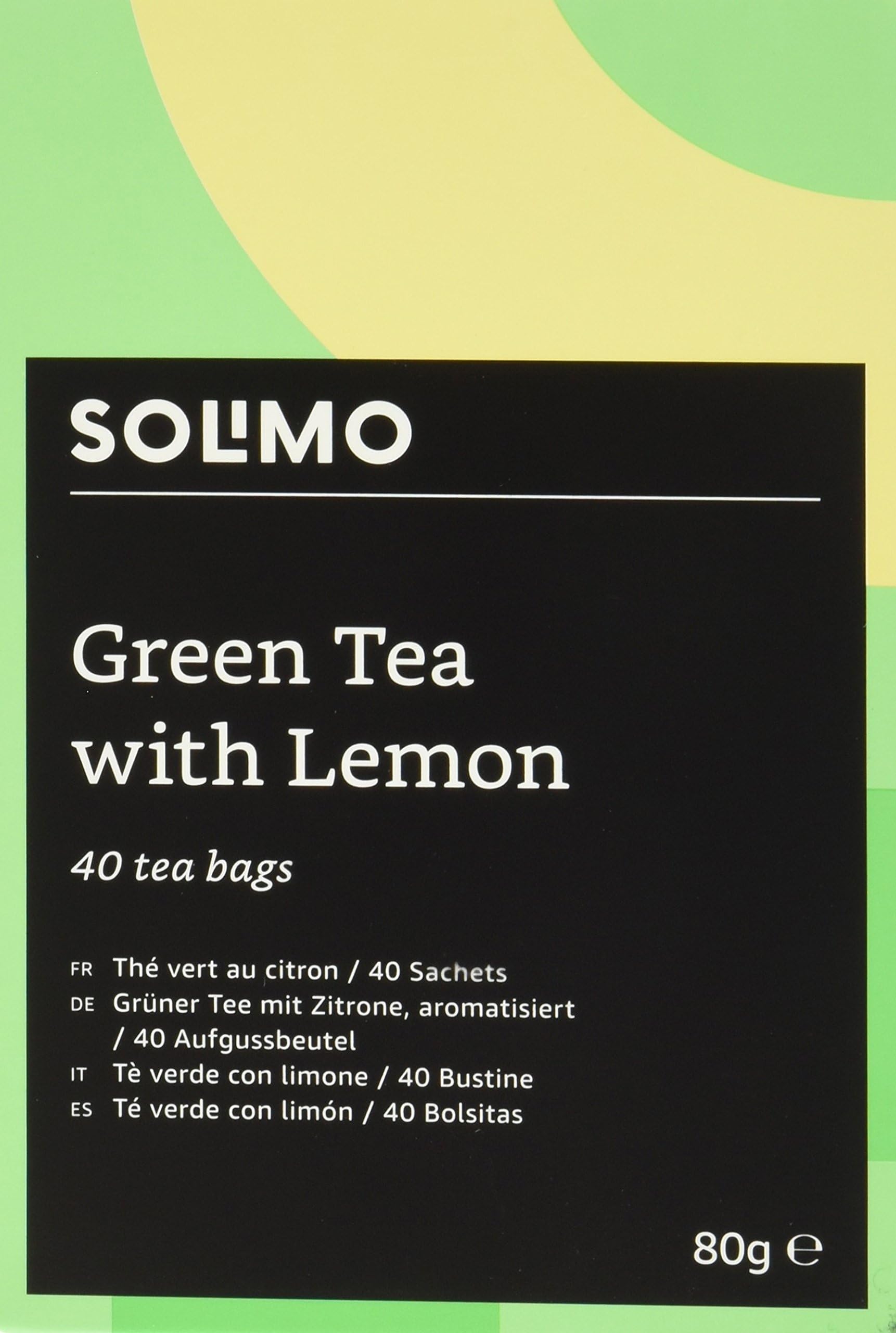 Amazon Brand - Solimo - Green Tea With Lemon - Pack of 6 ( 6 x 40 tea bags)