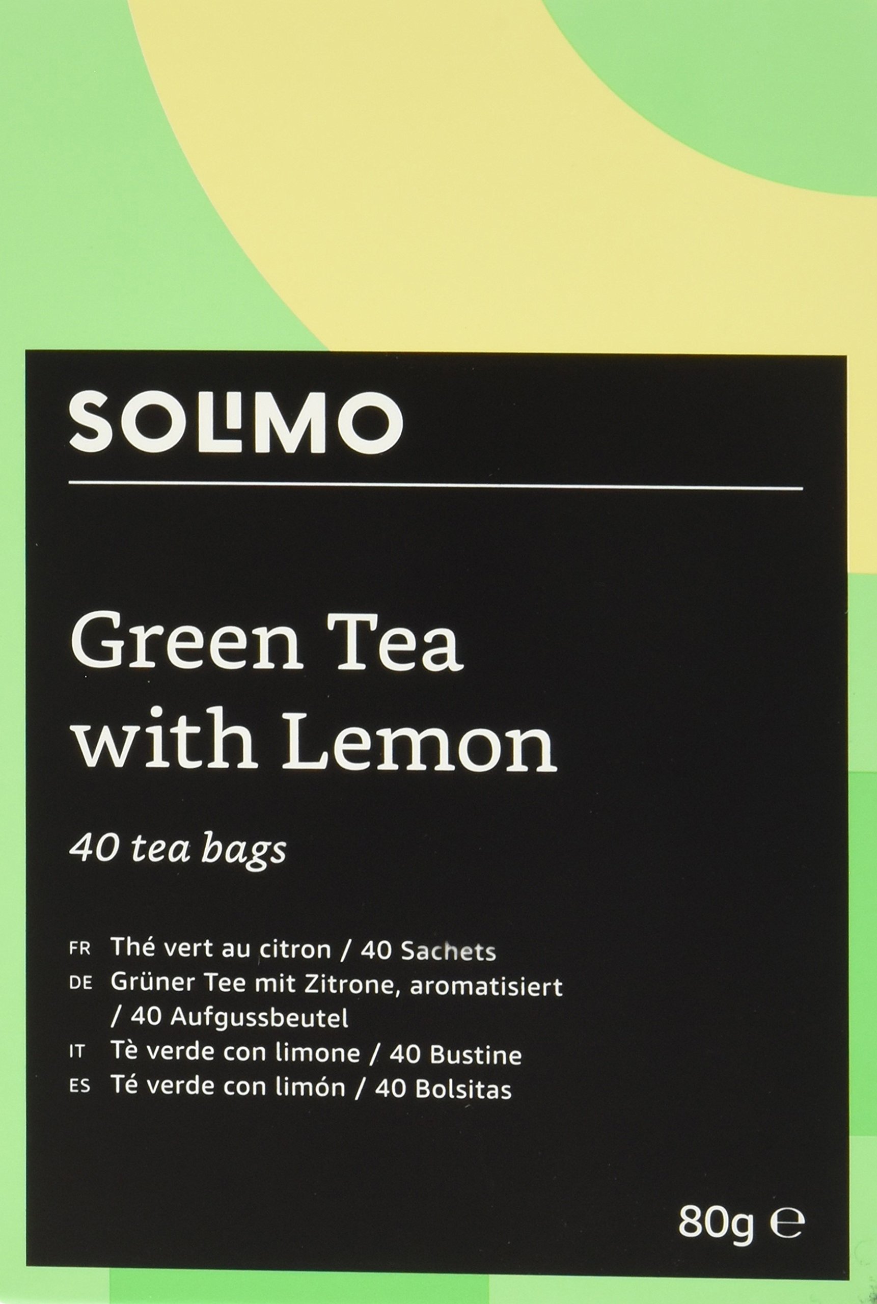 Amazon Brand - Solimo - Green Tea With Lemon - Pack of 6 ( 6 x 40 tea bags)