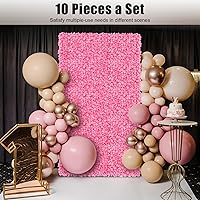 Vista 5 de FAIRYPAGODA - Paneles de pared de flores artificiales, 10 unidades, decoración de pared floral de seda con diseño de cuadrícula hueca para bodas