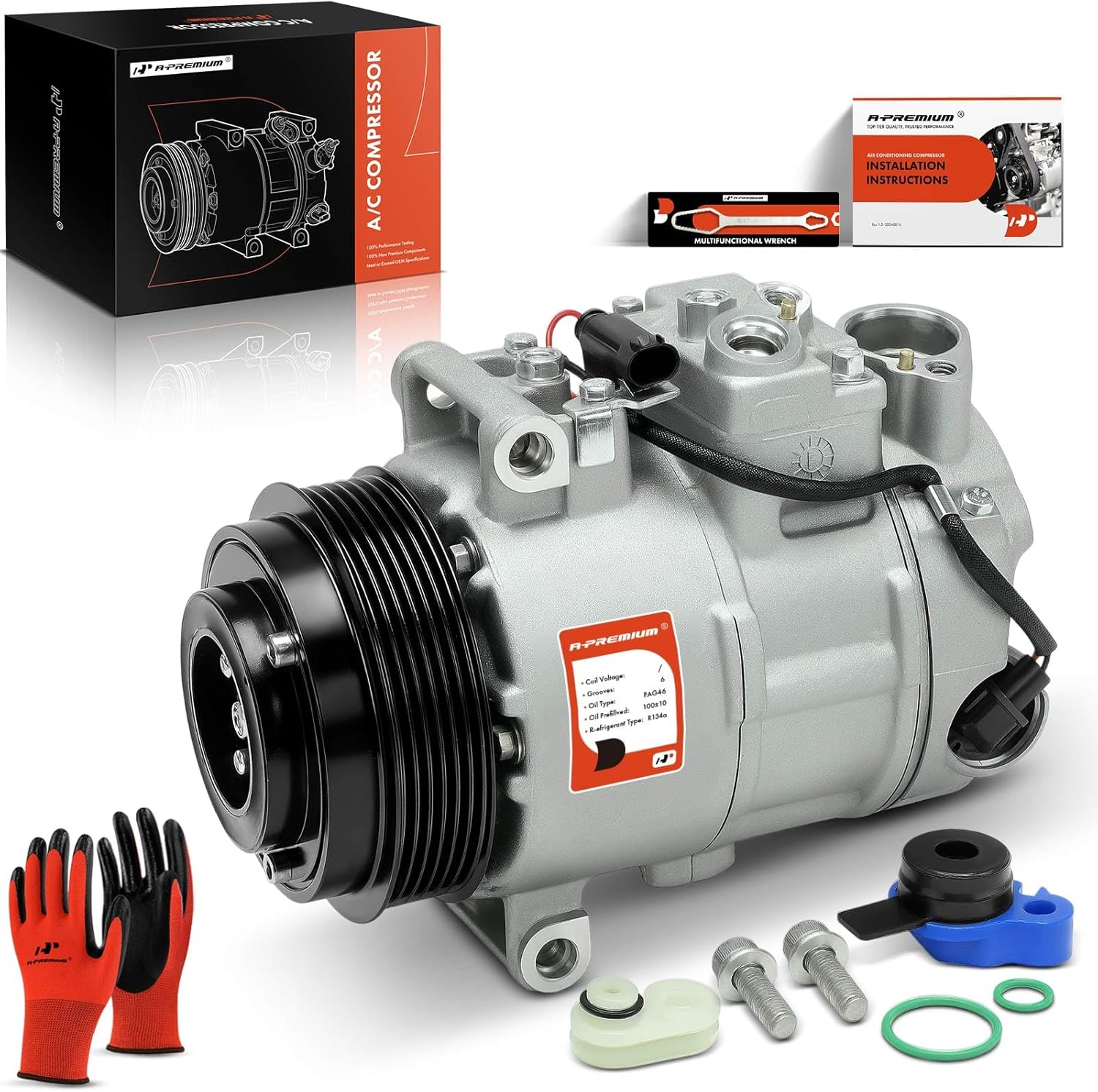 A-Premium Air Conditioner AC Compressor with Clutch Compatible with Mercedes-Benz C-Class C280 2008-2009, C300 2008-2010, C350 2008-2009, GL-Class GL450 GL550, ML-Class ML500, R-Class R350 R500 & More