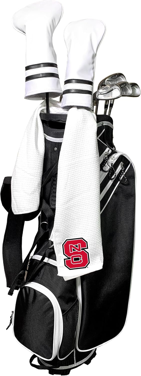 Team Golf NCAA NCAA Microfiber Towel - 16" X 40" (White) with Carabiner Clip, Premium Microfiber with Deep Waffle Pockets- Superior Water Absorption and Quick Dry Golf Cleaning Towel