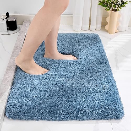Miniatura 12 de Alfombra larga para suelo de baño de 24 x 70 pulgadas, color blanco antideslizante, esponjosa, lavable, absorbente, para ducha y lavabo