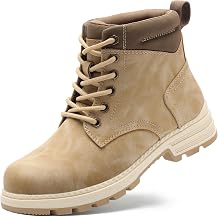 ANJOUFEMME Combat Hiking Boots for Women- Lace up Ankle Work Boots Lightweight Casual Winter Shoes for Backpacking Trekking Walking
