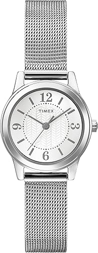 Relox Timex para mujer modelo T2P457Casey reloj de vestir en tono plateado con brazalete de malla de acero inoxidable