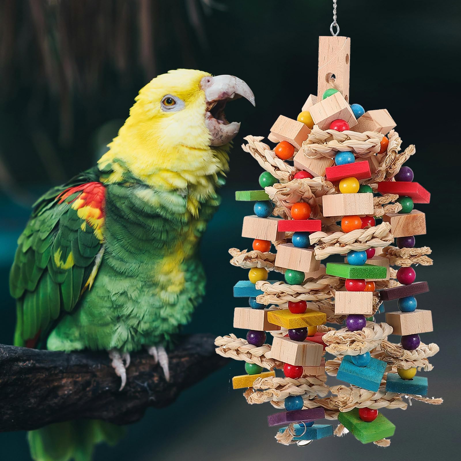 Hohopeti Vogelspielzeug für Papageienkäfige und Baumwollseil Hängendes Kauspielzeug mit Verschleißfester Oberfläche zur Beschäftigung von Vögeln im Käfig