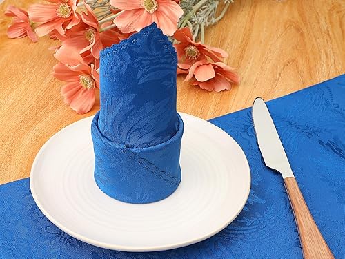 Miniatura 5 de uxcell Paquete de 6 servilletas de poliéster, servilletas florales impresas para fiestas y Navidad, 19 x 19 pulgadas, color rojo