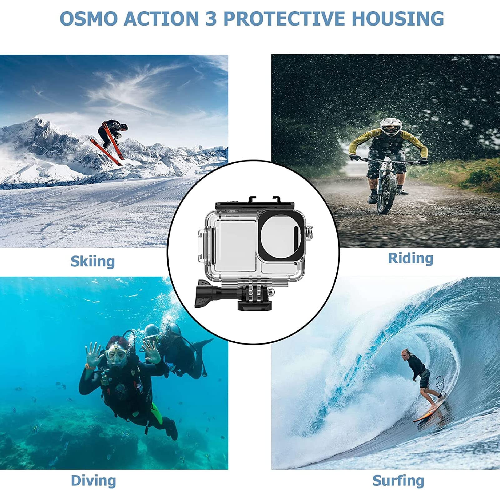 Custodia Impermeabile per OSMO Action 3, Guscio Protettivo per Immersioni Subacquee, 40 M/impermeabile, per Immersioni, Snorkeling, Surf, Sci