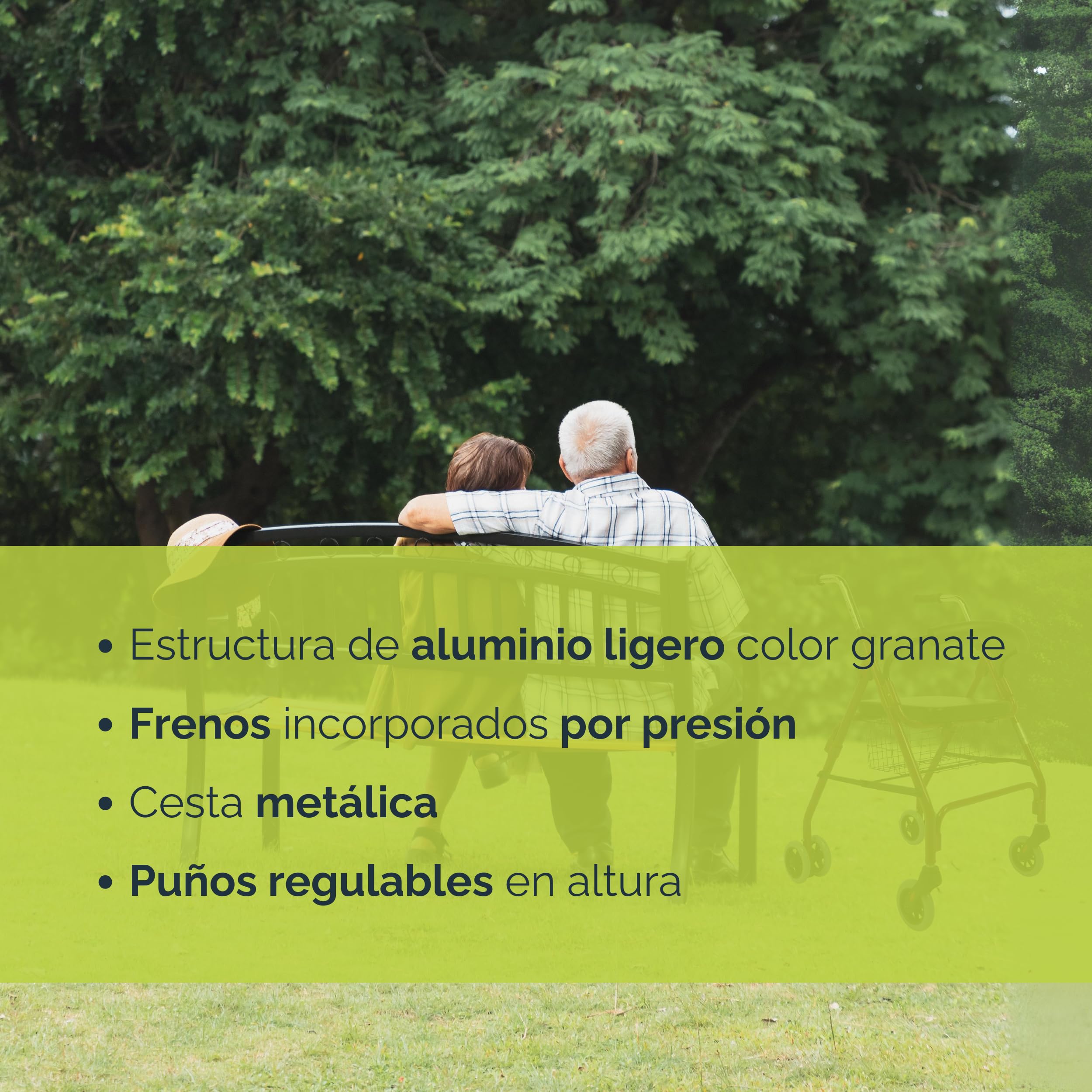 Sanitec - Andador Rollator con Frenos por Presión | Andador para Ancianos Plegable | Andadores Adultos con Estructura de Aluminio Ligero | Andador con Asiento y Cesta | Andadores para Ancianos