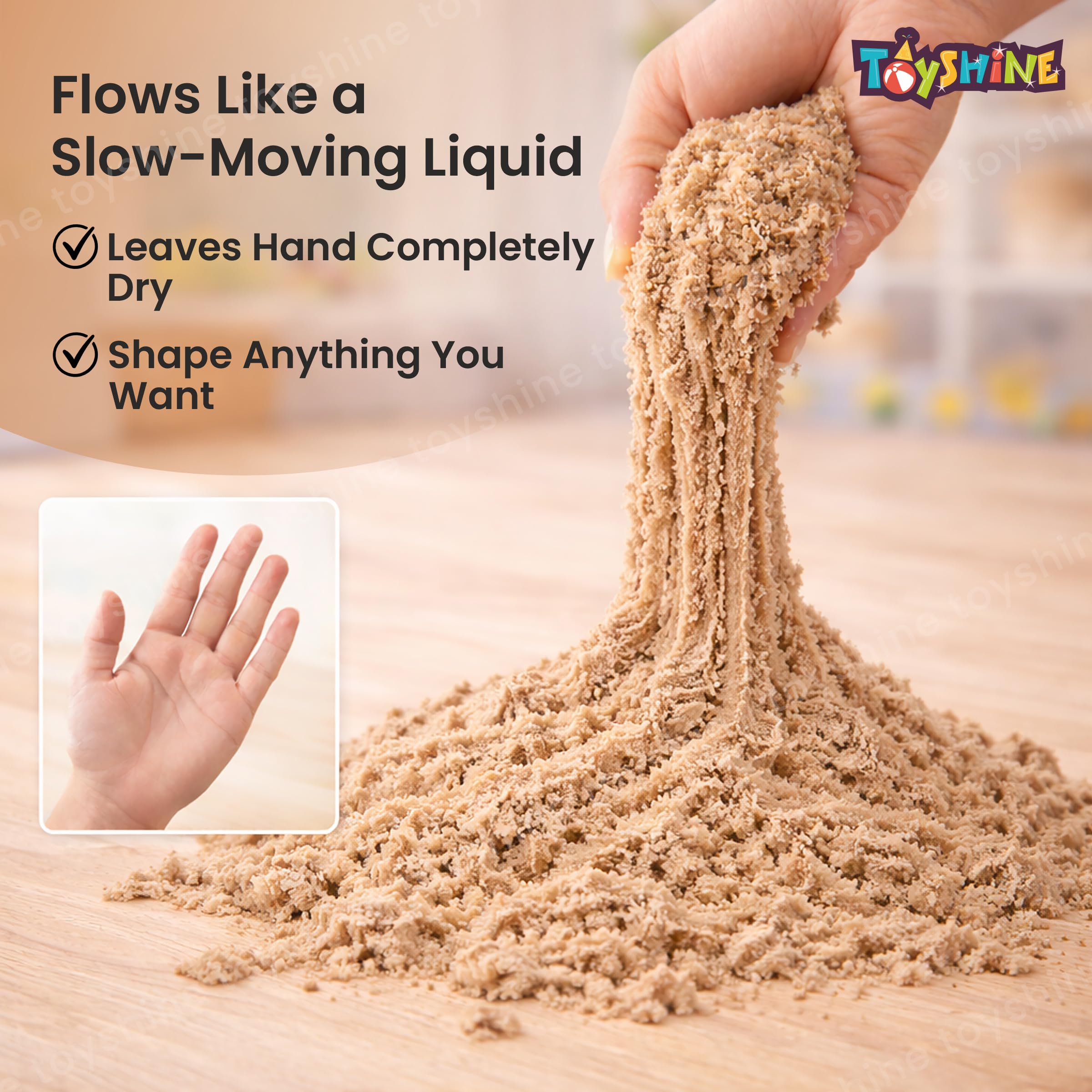 Toyshine 1 Kg Creative Sand for Kids with 12 Play Molds | Kids Activity Toy Soft Sand Clay - Natural Color 2