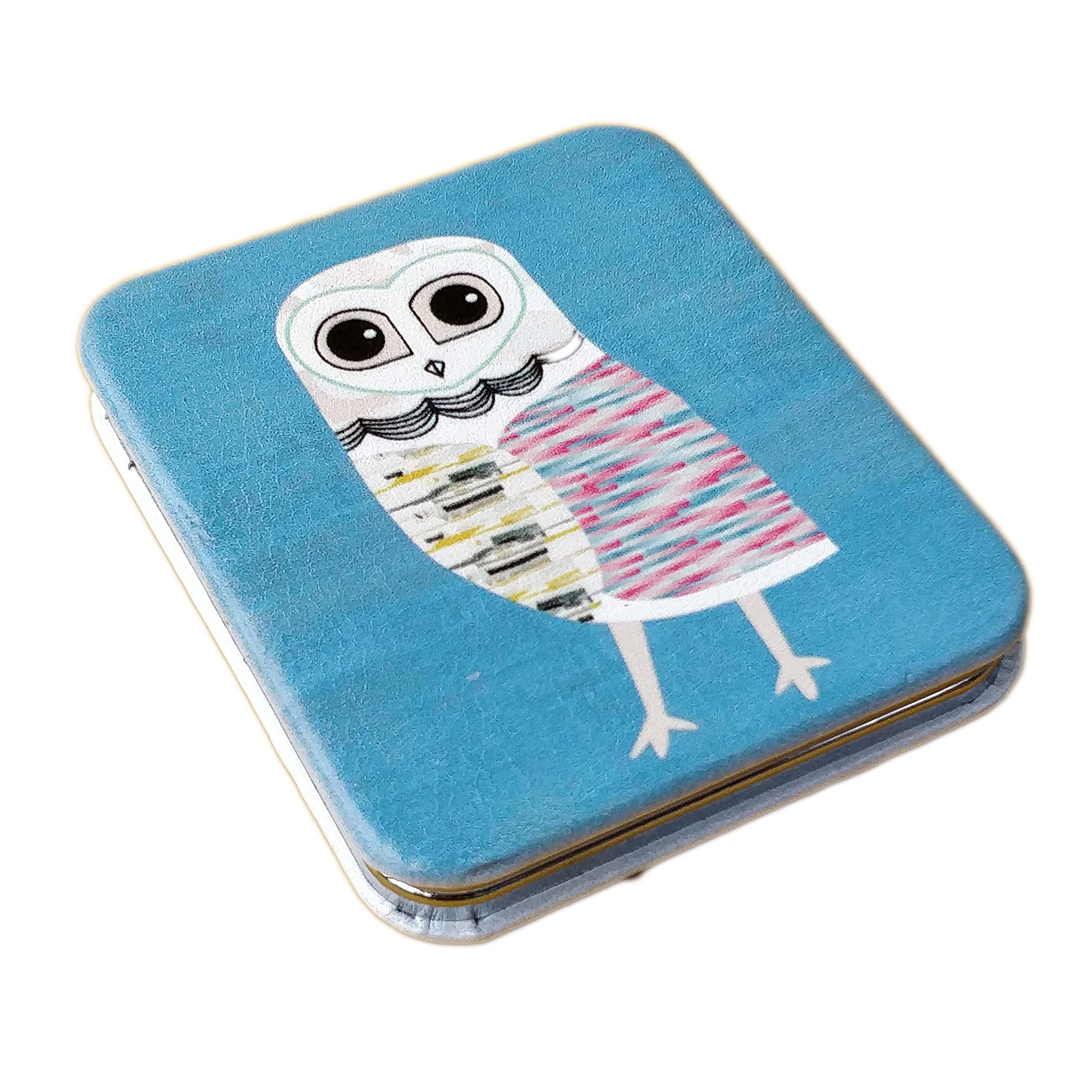 Pink Flamingo Rectangular Dual Magnification Folding Compact Makeup Crazy Owl Mirror (Blue)-image-33