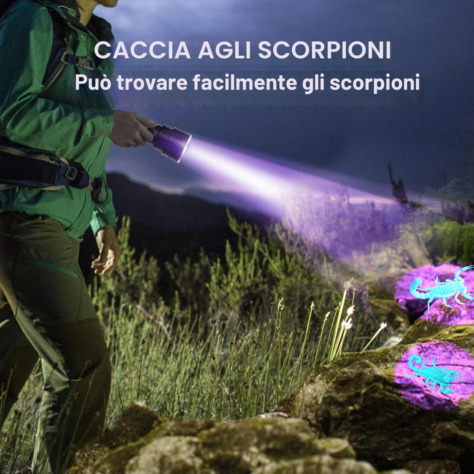 UltraFire Torcia UV 395nm, Luce Ultravioletta ad Alta Potenza da 50W, Lampada UV Portatile a Lungo Raggio per Ricerca di Ambra, Rocce, Caccia agli Scorpioni, Indurimento Resina, Rilevamento Perdite