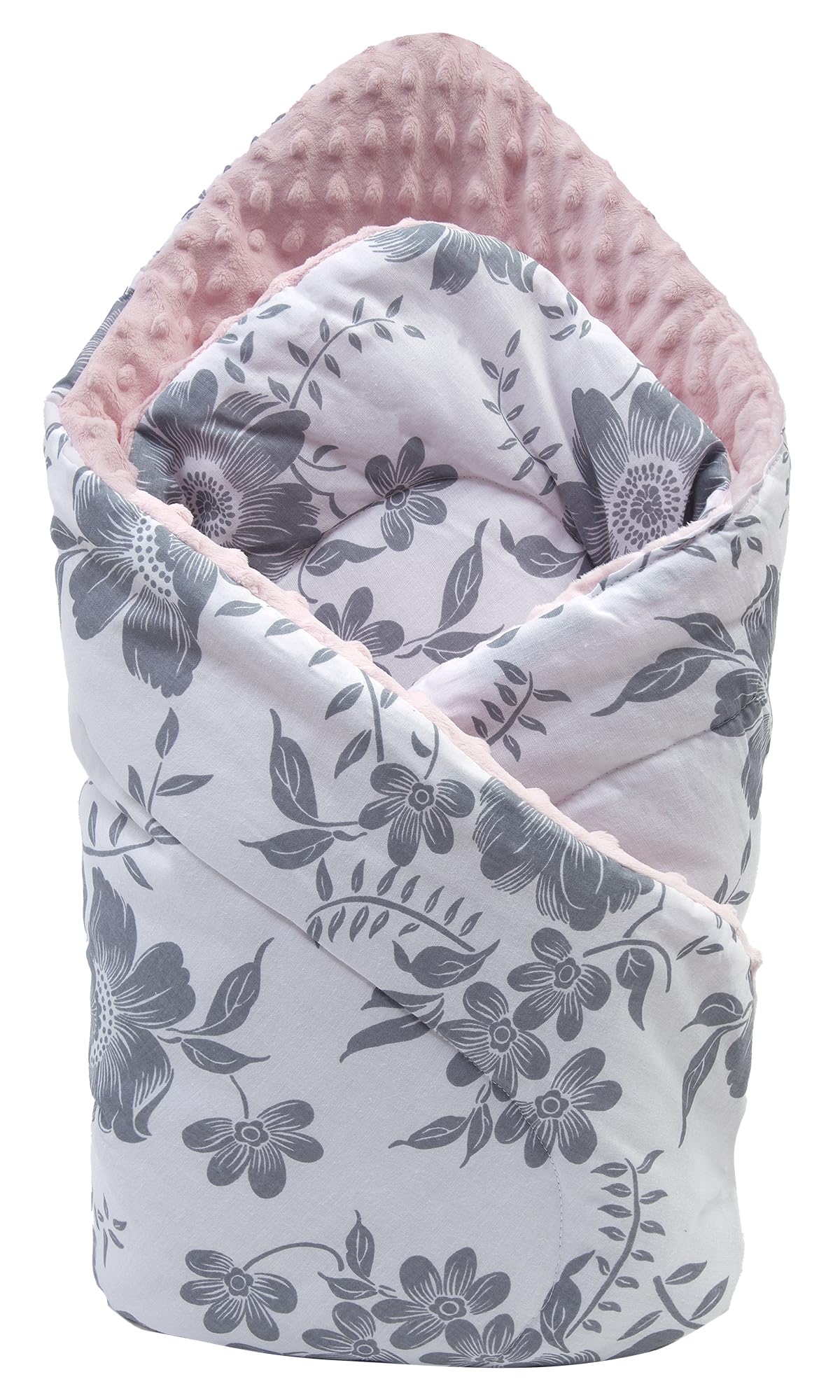 Medi Partners Einschlagdecke Steckkissen Minky 100% Baumwolle 75x75cm Babyhörnchen doppelseitig weich ganzjährig multifunktional antiallergisch Babys (Berry mit rosa Minky)
