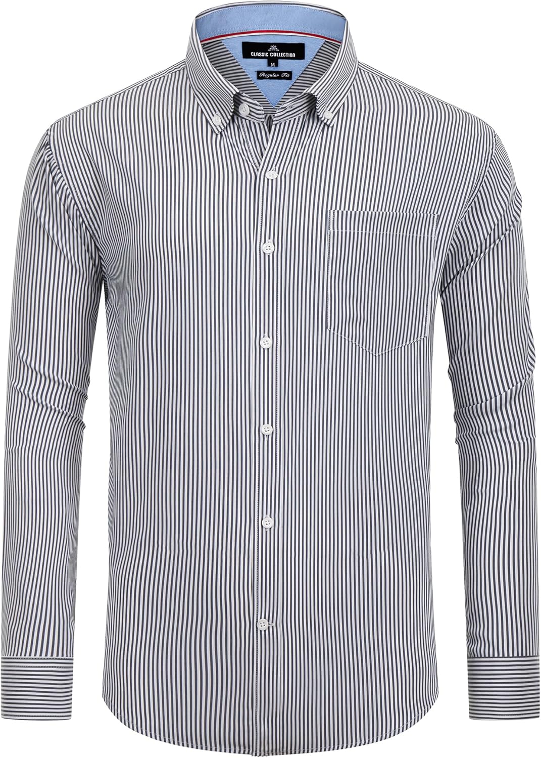 Alimens & Gentle Men's Dress Shirts Regular Fit Long Sleeve Button Down Shirts Wrinkle Free Cotton Shirts