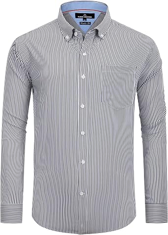Alimens & Gentle Mens Dress Shirts Regular Fit Long Sleeve Button Down Shirts Wrinkle Free Cotton Shirts