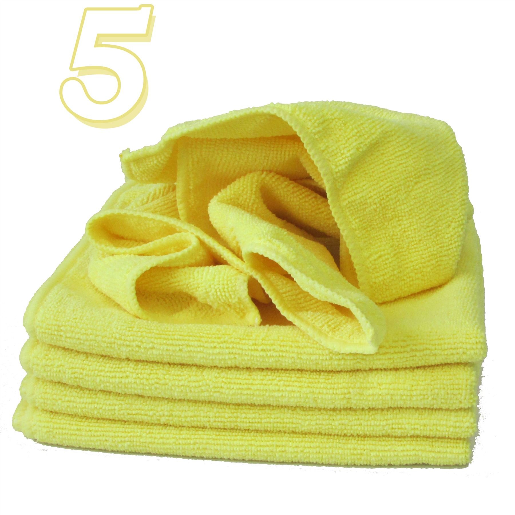 Bitec5 x Micro Fibre Cloths Large Super Soft Washable Yellow (40 x 40cm) Duster Car Home Work Excellent For Cleaning Greasy Surfaces Streak Free Window Cleaning