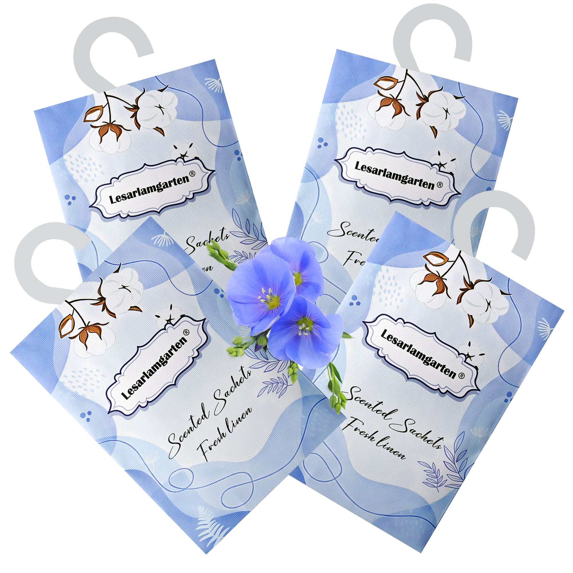 Fresh linen Scented Sachets,Wardrobe Fresheners, Fragrance Bags for Moths, Drawers,Closets, Office, Bedroom, Living Room, Cars, Suitcase,Sports Bag, Air Fresher. 4 linen scent bags in one pack