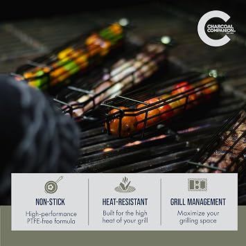 Charcoal Companion CC3087 Nonstick Kabob Grilling Baskets, Set of 4