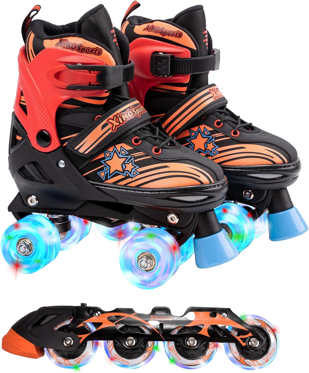 Orange Combo Skates (M) + Blue Protective Gear