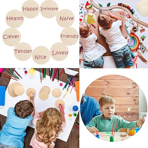 Miniatura 7 de Paquete de 60 círculos de madera de 4 pulgadas para manualidades, rondas de madera sin terminar para pintar, manualidades infantiles, quemar,
