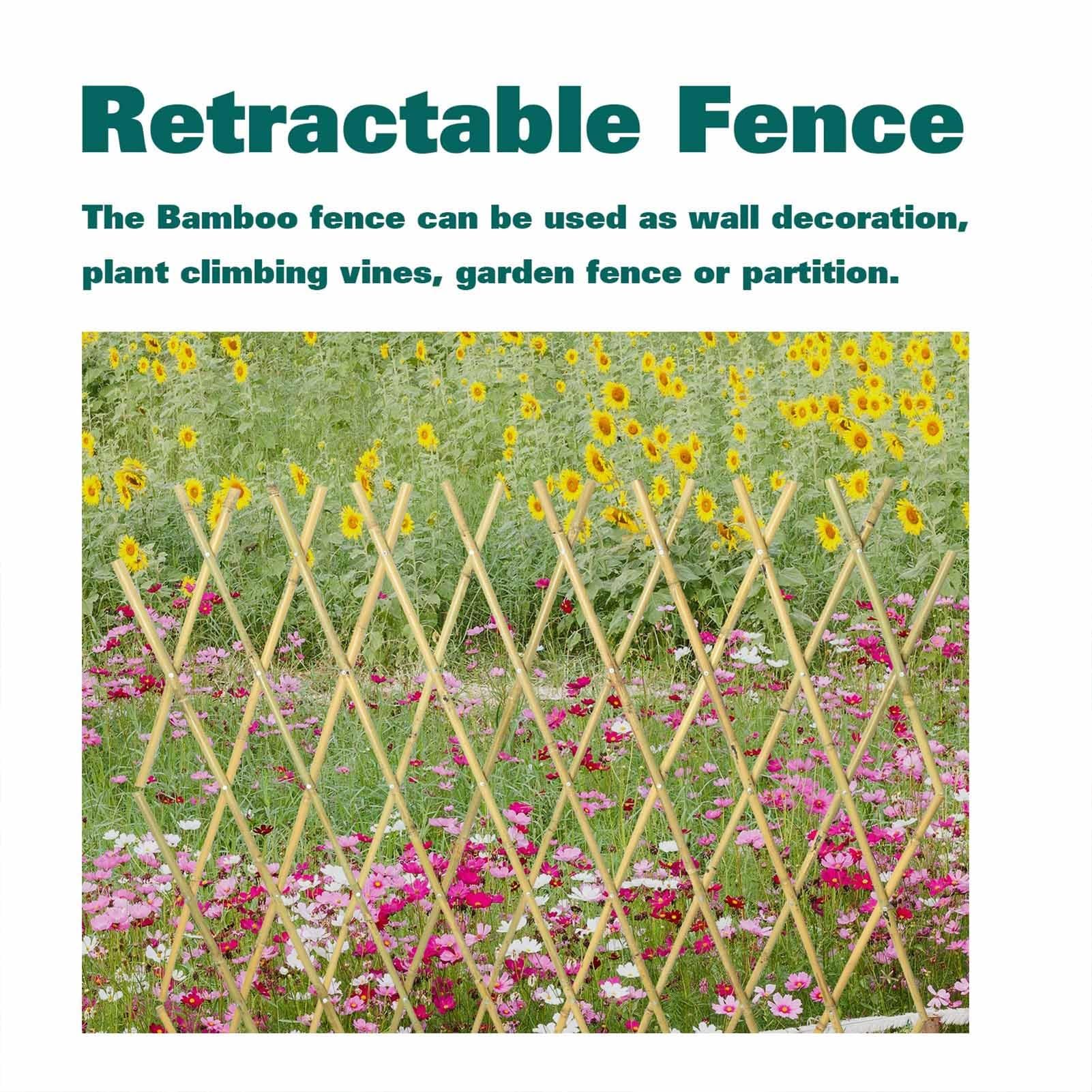 Enrejado de bambú Extensible, Valla de celosía para jardín, Valla Extensible para Plantas trepadoras, vides y Hiedra, Barrera para Mascotas y Perros(80x200cm)