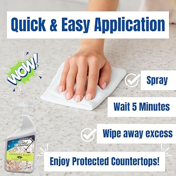Black Diamond Stoneworks Granite Plus 2-in-1 Cleaner & Sealer, pH Neutral, Streak-Free Stone Cleaner for Granite, Marble, Quartz, Travertine & Limestone Countertops, Ready to Use, 32 Fl Oz