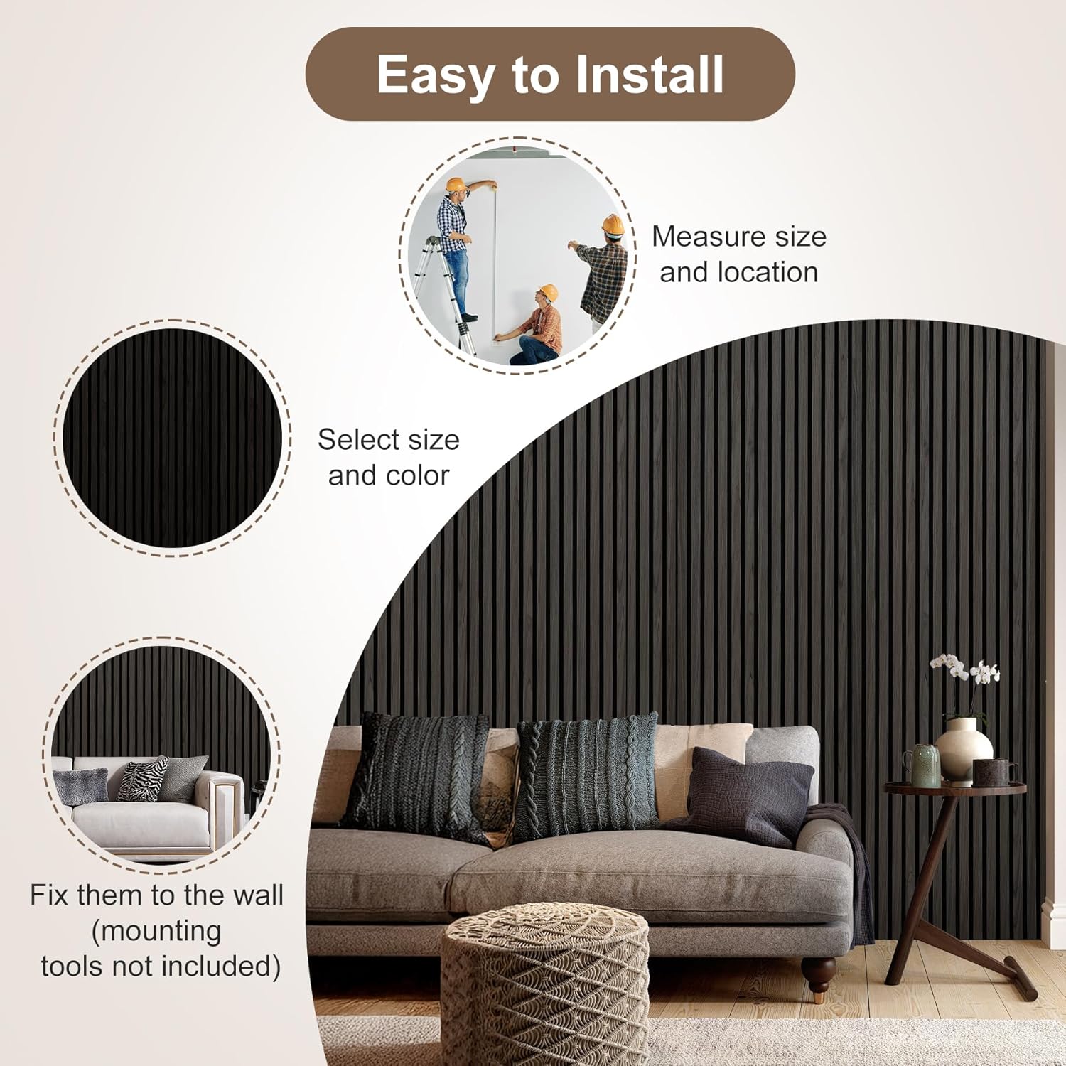 2 Pieces Wood Panels for Wall, 47.2"×23.6" Sound Absorbing Panel, Wood Slat Acoustic Panels for Wall and Ceiling, Black Oak