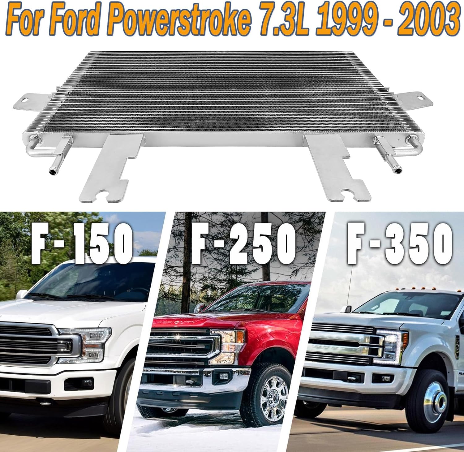 MMTC-F2D-99SL Transmission Cooler Compatible with Ford 7.3L Powerstroke 1999-2003 Replace# MMTCF2D99SL Silver