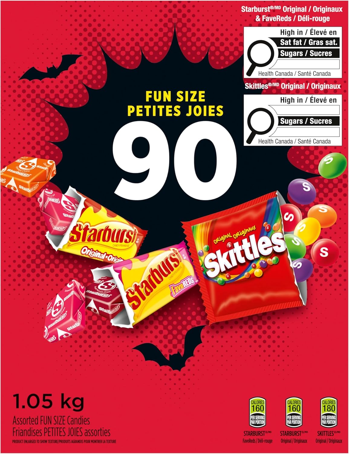 SKITTLES and STARBURST Fruity Halloween Fun Size Candies, 90 count