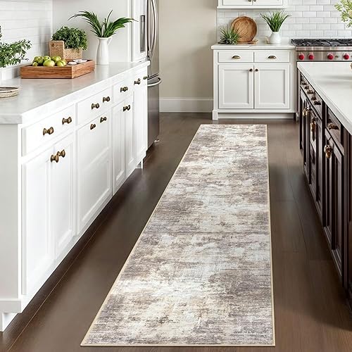 Miniatura 789 de IOHOUZE Alfombra pequeña abstracta de 2 x 3 pies, alfombra de entrada lavable para entrada interior, alfombras con respaldo de goma, alfombra gris