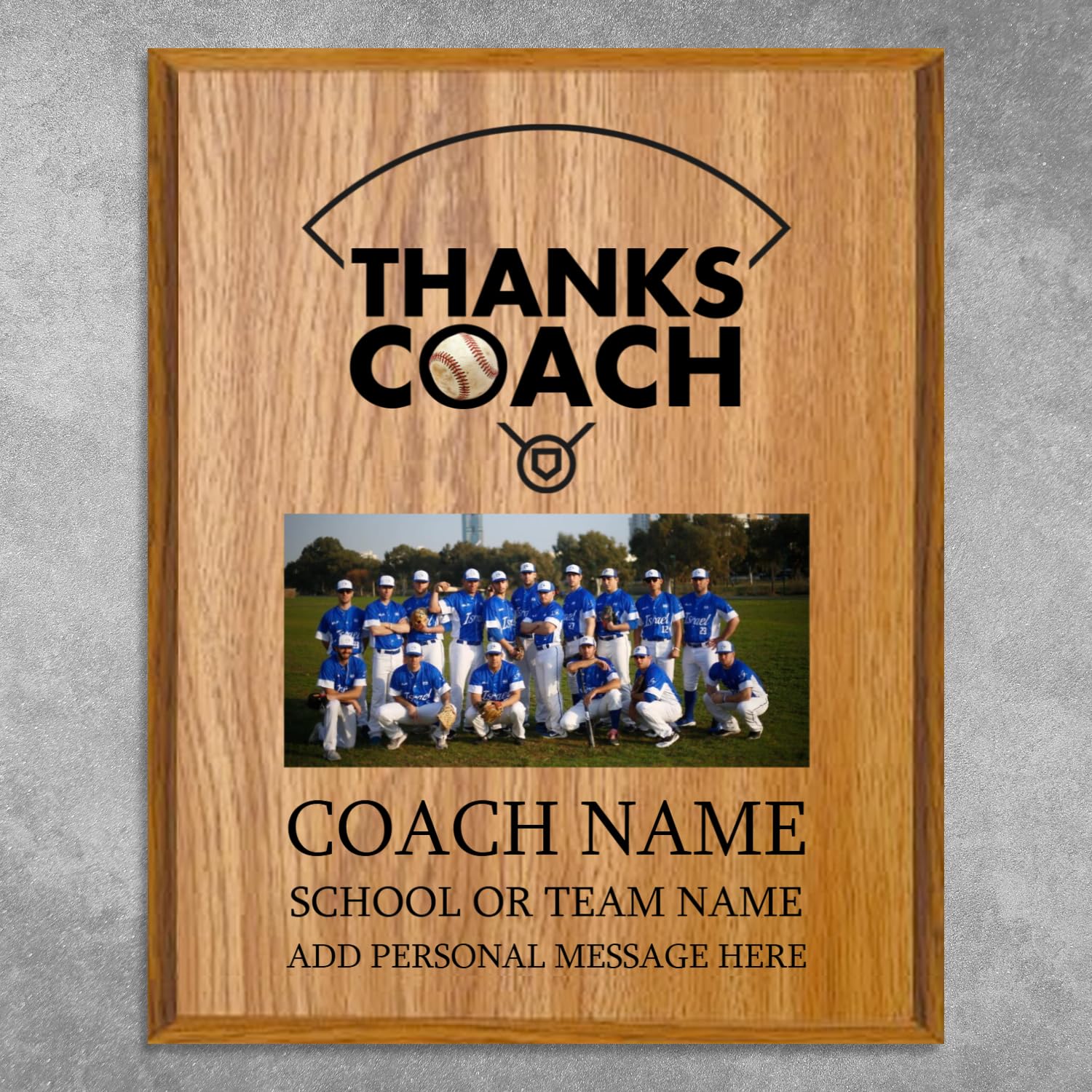 Personalized Coach Plaque - Custom Award with Name, Team Picture & Year - Coach Gift for Appreciation, Retirement, Soccer, Football, Baseball, Cheer (Baseball, 9