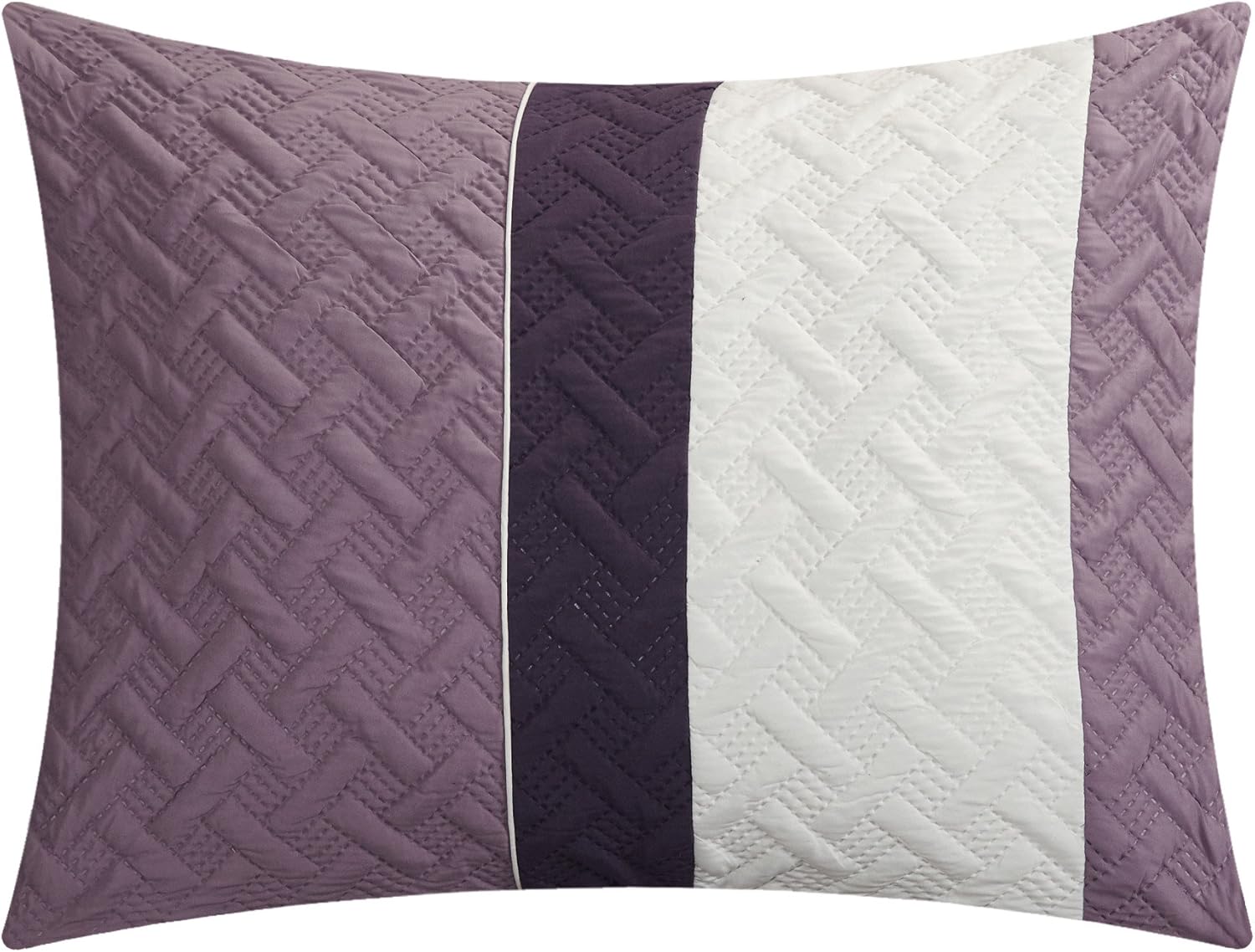 Chic Home Osnat 8 Piece Comforter Set Color Block Quilted Embroidered Design Bed in a Bag Bedding – Sheets Decorative Pillows Sham Included, Twin, Plum