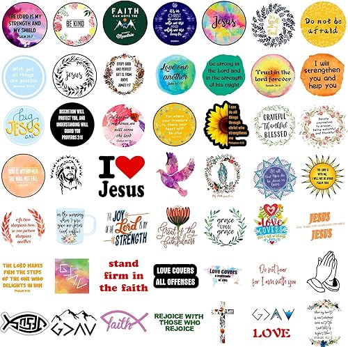 Miniatura 3 de Vinly - 220 calcomanías cristianas inspiradoras, impermeables, con versículos bíblicos de Jesús, para botellas de agua, laptop, álbumes de recortes,