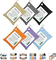 Vista 15 de Bolsas de carbón de bambú absorbentes de olores, paquete de 4 bolsas purificadoras de aire de carbón de bambú de 17.64 oz, para ambientadores