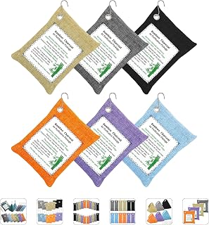 Charcoal Air Purifying Bags 6 Pack×200g Bamboo Charcoal Bags Odor Absorber, for Car Air Fresheners, Odor Eliminator for Home,Shoe Deodorizer - Colorful-Activated Charcoal Odor Absorbers