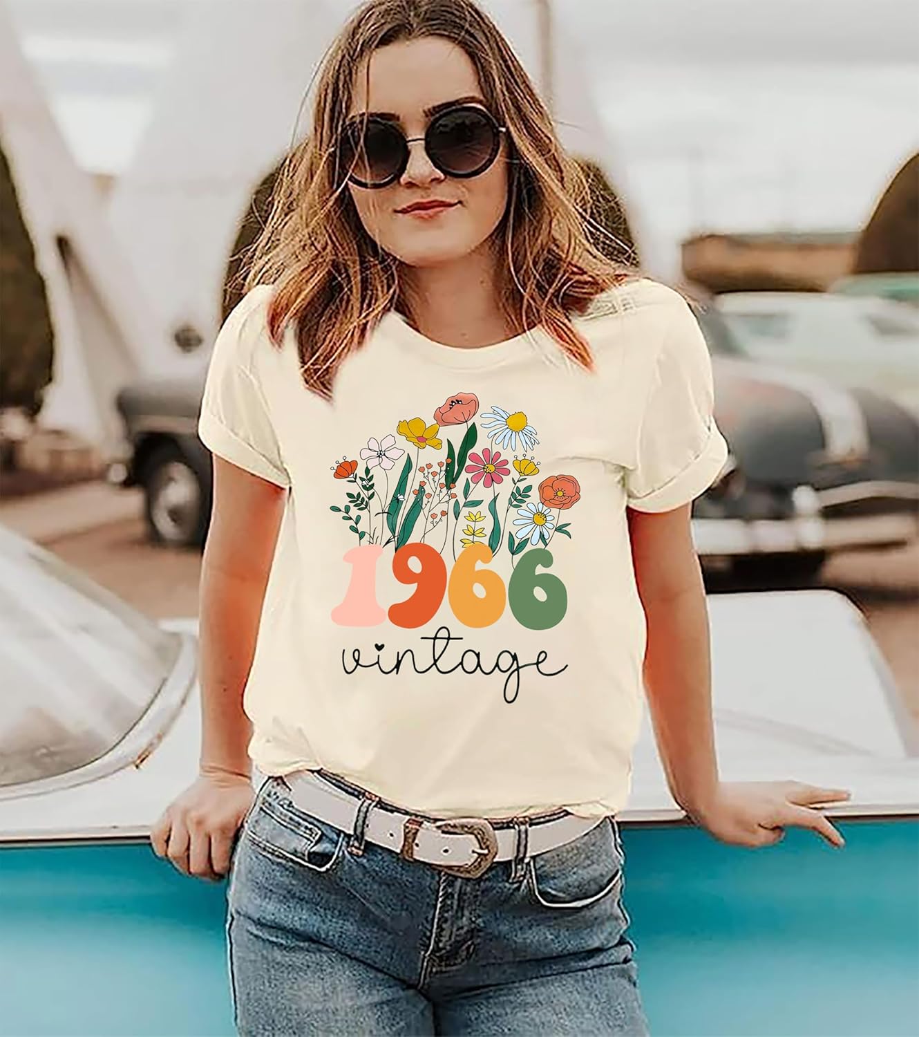 Women 60th Birthday Shirts Vintage 1966 T Shirt Sixty Birthday Party Tee 60 Years Old Birthday Gifts Short Sleeve Top - Image 6
