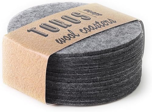 Miniatura 9 de Juego de 12 posavasos de fieltro gris para bebidas de 4 x 4 pulgadas, posavasos redondos absorbentes para bebidas, protegen los muebles del calor,