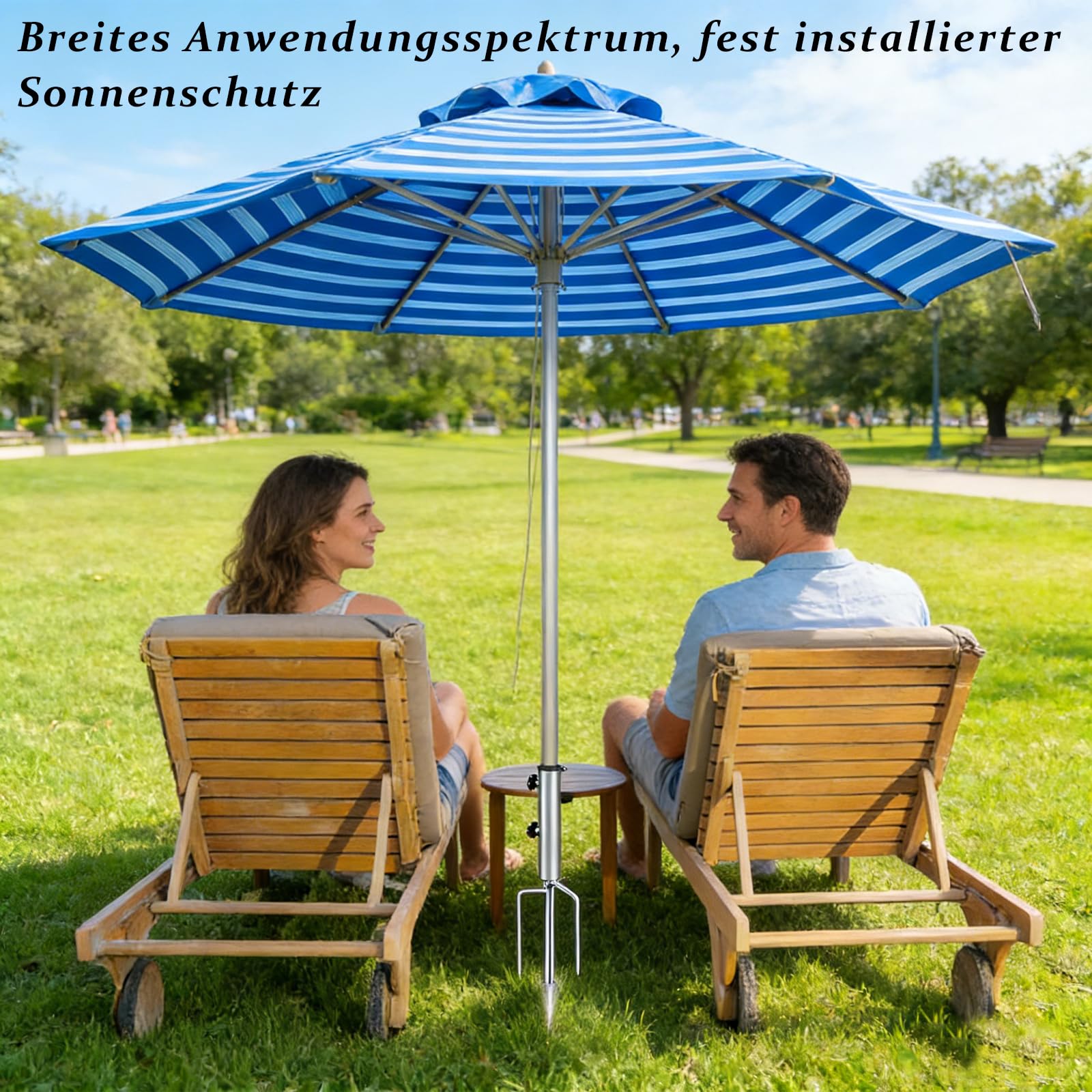 Trzpień do parasola przeciwsłonecznego, srebrny Lawn Spike na parasol, zdejmowany stojak na parasol przeciwsłoneczny z trzpieniem trawnikowym, stojak na parasol ogrodowy, parasol przeciwsłoneczny