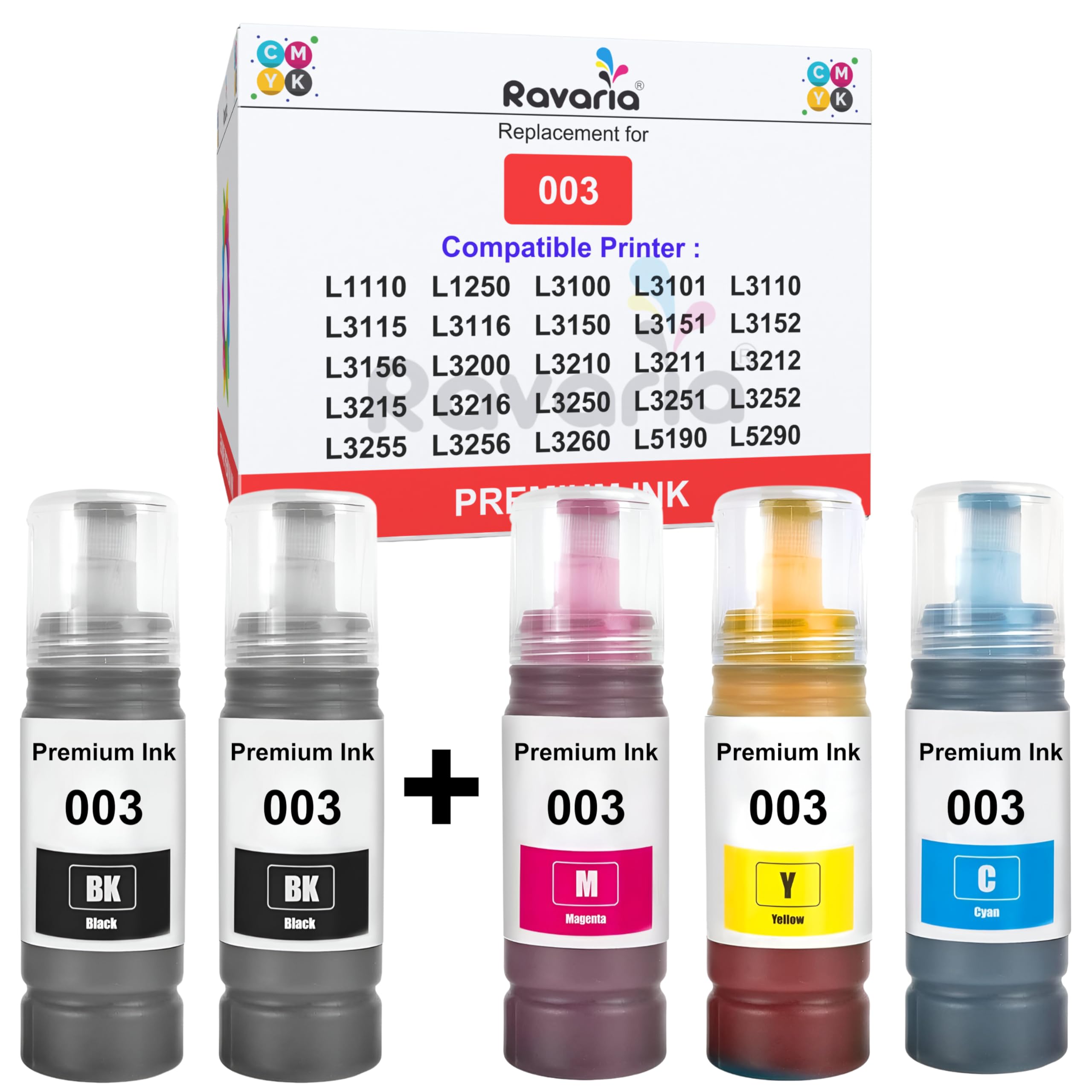 Sponsored Ad - 003 Compatible Ink for Epson Printer L1110 L3100 L3101 L3110 L3115 L3116 L3150 L3151 L3152 L3156 L5190 (003 Ink Set + 1 Black Extra)