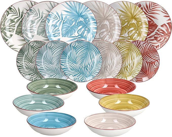 Tognana Exotic, Juego de vajilla 18 piezas para 6 personas, Porcelana, Multicolor
