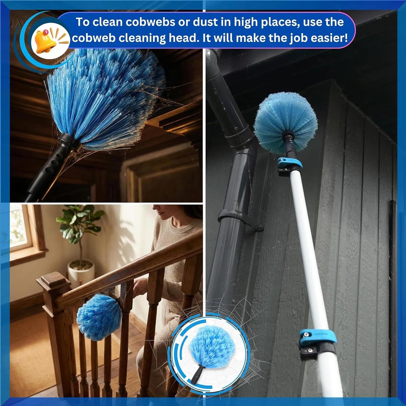 Kit de limpieza hidráulico retráctil para paneles solares que incluye una escobilla de goma de 32 cm, dispensador de jabón, cepillo para polvo y más adecuado para limpiar paneles solares y ventanas
