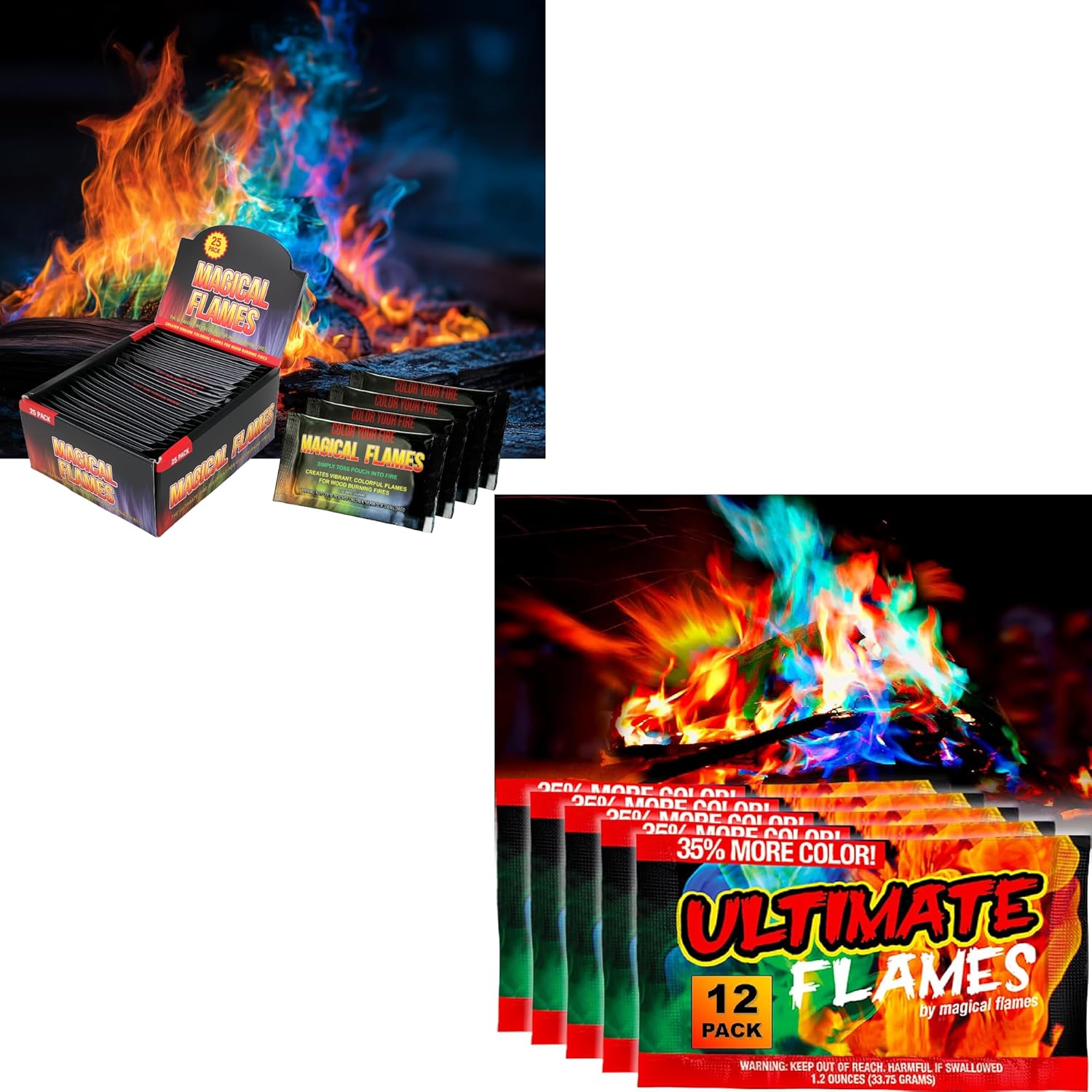 Magical Flames Fire Color Changing Packets Fire Pit, Fire Color Packets for Camping Essentials, Campfire, Bonfire & Fireplaces, Campfire Accessories