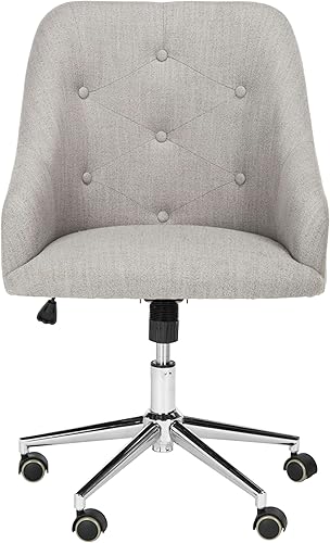 Miniatura 10 de Safavieh Home Evelynn Silla de oficina giratoria copetuda de terciopelo azul marino y patas cromadas Azul