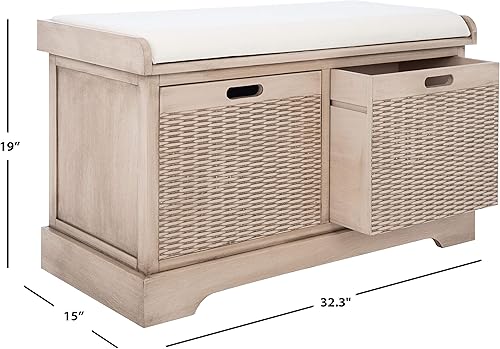 Miniatura 2 de Safavieh Home Collection Landers BCH5702D - Banco de almacenamiento con 2 cajones y cojines (totalmente montado) BCH5702D, 0